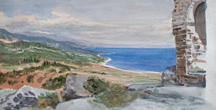 Unbekannt - Assos Aussicht auf die bay Ida - o.J. - Aquarell auf Bleistift auf kräftigem Aquarellpapier