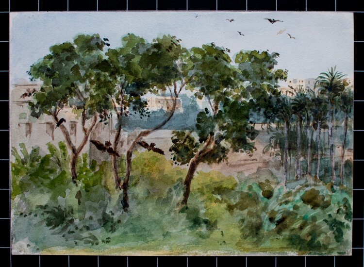 unbekannt - Südländische Landschaft mit Häusern - o. J. - Aquarell