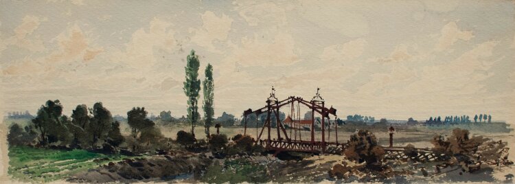 unbekannt - Landschaft mit Brücke - o. J. - Aquarell