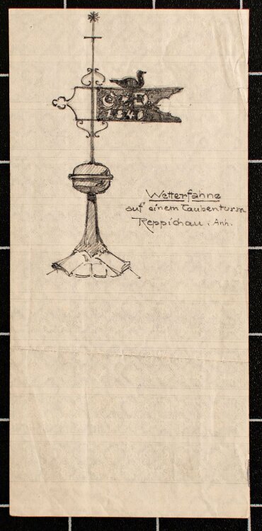 Wilhelm Danz - Entwurf Wetterfahne (Reppichau) - Bleistiftzeichnung - o. J.