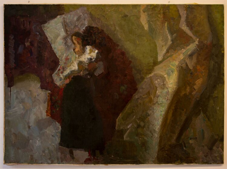 Unbekannter Künstler - stehende Frau - Öl auf Leinwand - o. J.