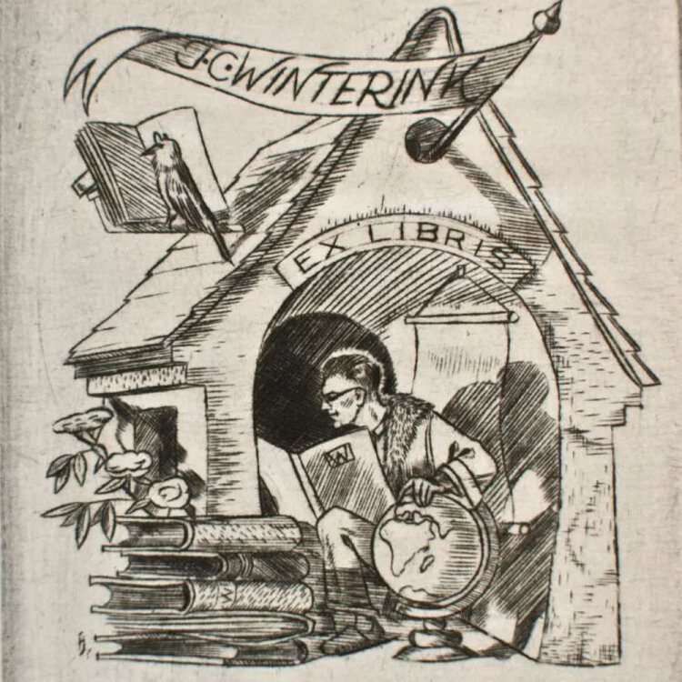 Hans Hauke - Exlibris J. C. Winterink - undatiert - Radierung