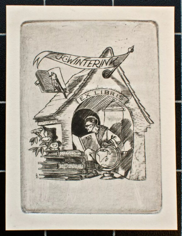 Hans Hauke - Exlibris J. C. Winterink - undatiert - Radierung