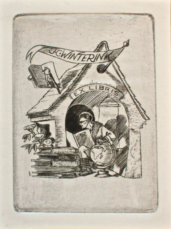 Hans Hauke - Exlibris J. C. Winterink - undatiert - Radierung