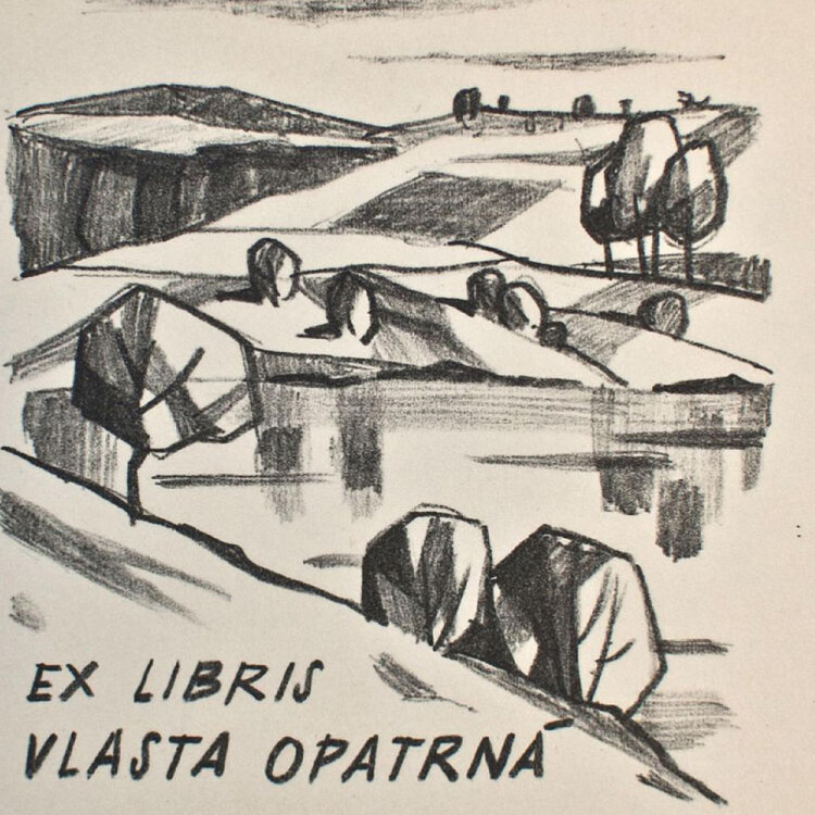 Stanislav Hlinovský - Exlibris Vlasta Opatrná - 1967 - Lithografie