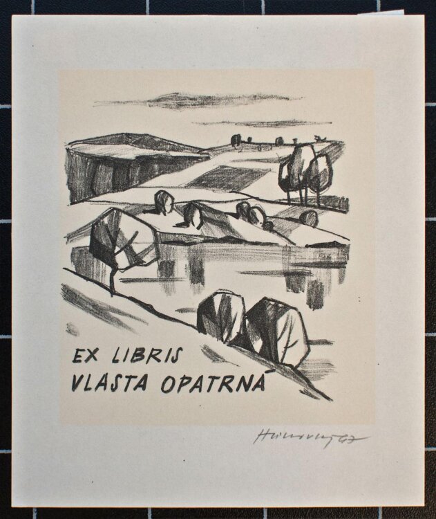 Stanislav Hlinovský - Exlibris Vlasta Opatrná - 1967 - Lithografie