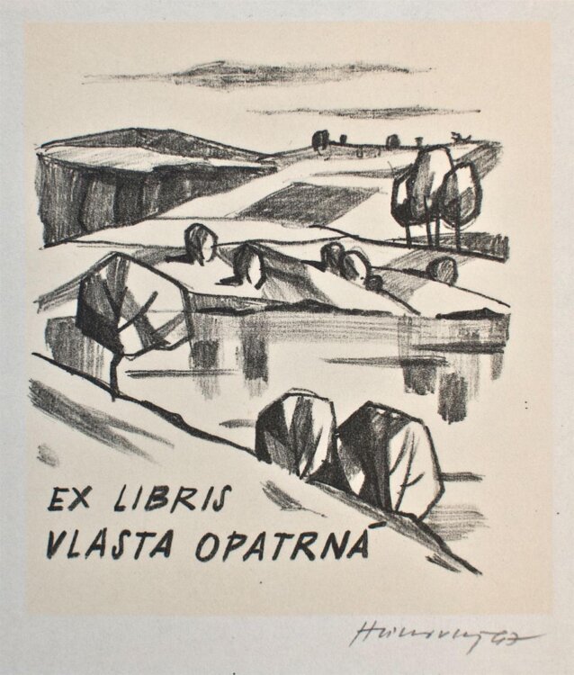 Stanislav Hlinovský - Exlibris Vlasta Opatrná - 1967 - Lithografie