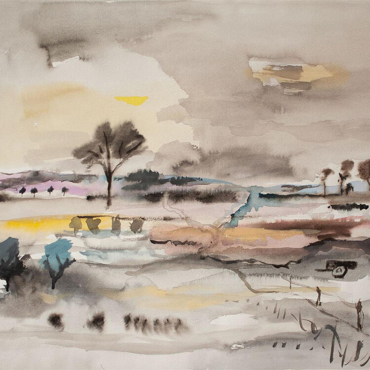 Ursula von Seemen - Weite Landschaft - undatiert - Aquarell