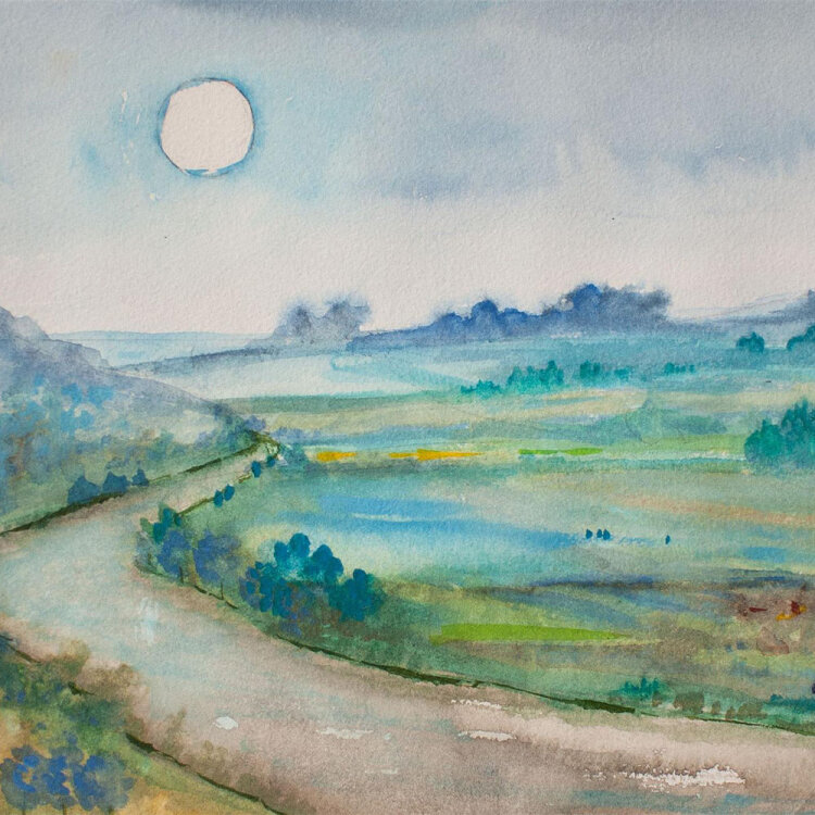 Ursula von Seemen - Weite Landschaft - 1985 - Aquarell