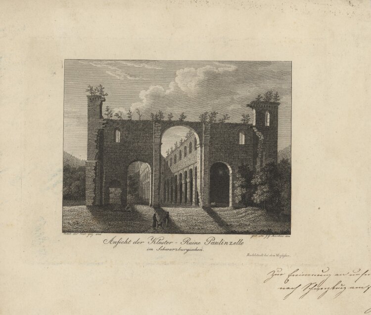 J. G. Martini - Ansicht der Kloster-Ruine Paulinzelle - 1824 - Kupferstich