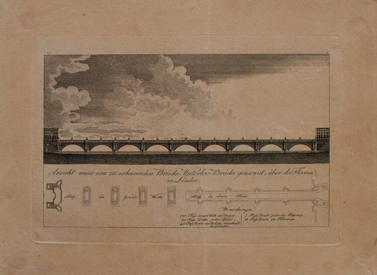 unbekannt - Waterloo-Brücke, London - undatiert - Kupferstich