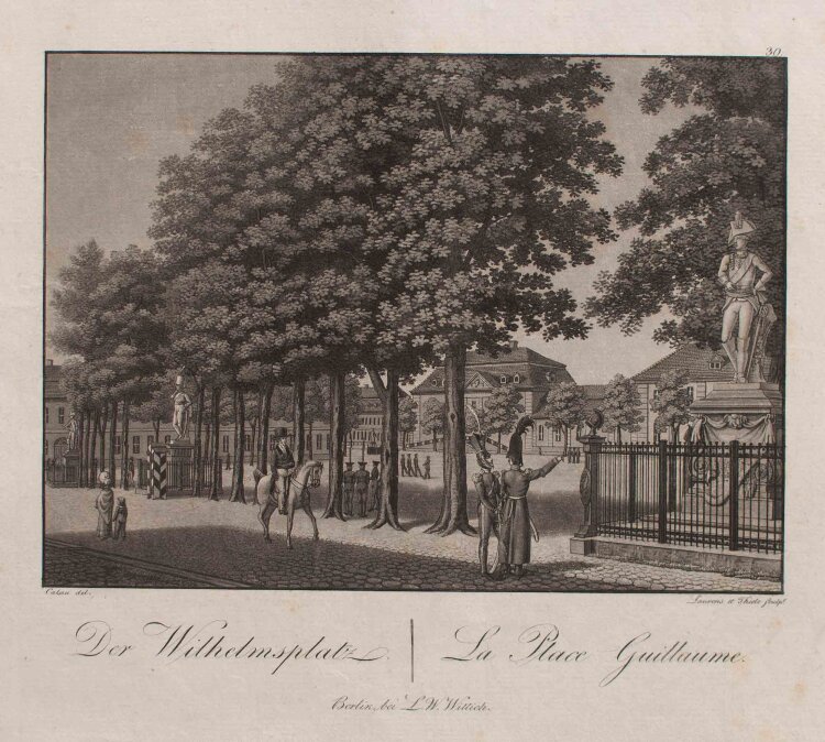 Laurens und Thiele nach Friedrich August Calau - Der Wilhelmsplatz / La Place Guillaume - undatiert - Kupferstich