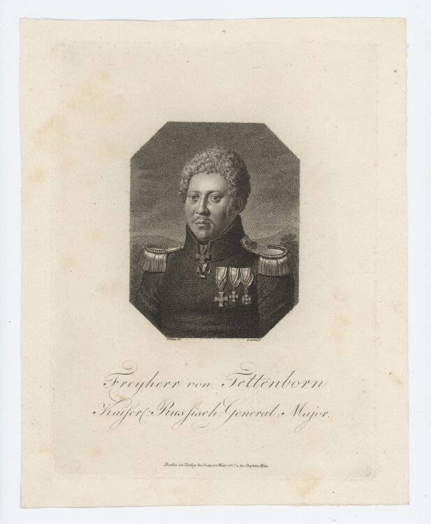 Johann Daniel Laurenz jun. - Porträt Friedrich Karl Freiherr von Trettenborn - um 1810 - Kupferstich, Punktmanier