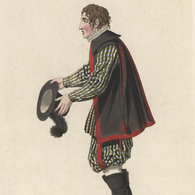 Ludwig Wilhelm Wittich - Ein Nürnberger Kaufmann aus dem Schauspiel: Götz von Berlichingen - 1812 - Handkolorierte Radierung