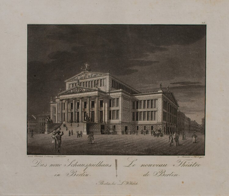 Johann Daniel Laurenz, Carl Friedrich Thiele - Das neue Schauspielhaus in Berlin - um 1820 - Radierung und Aquatinta