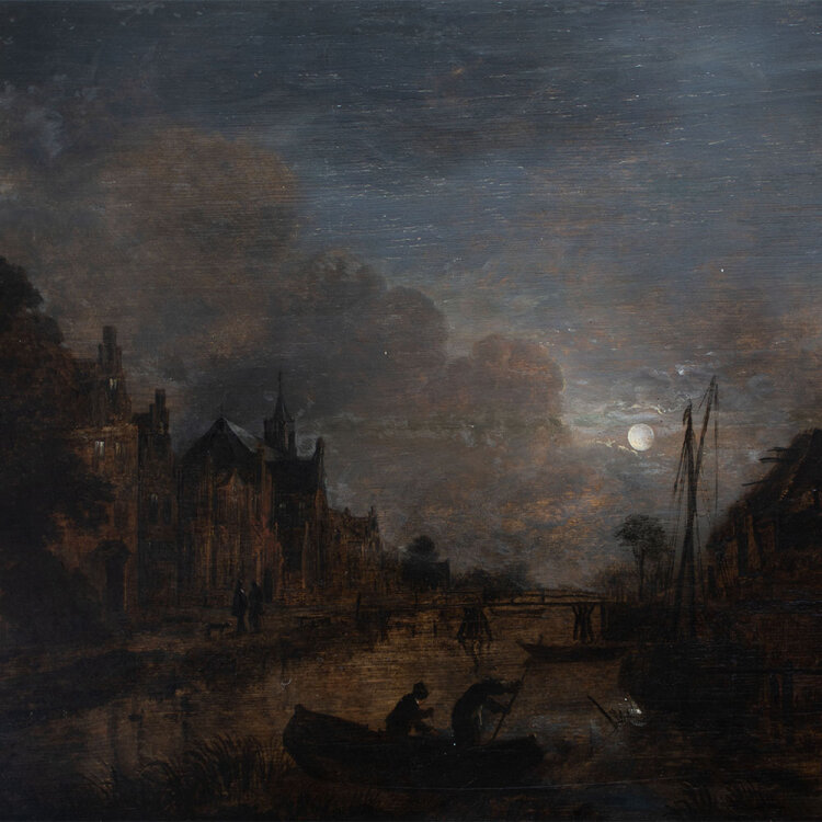 Umkreis Aert van der Neer - Flusslandschaft im Mondschein...