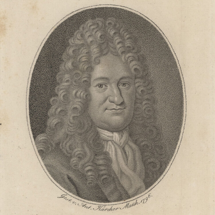 Anton Karcher - Bildnis Gottfried Wilhelm Leibniz - 1796 - Kupferstich Punktierstich