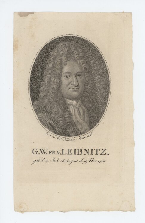 Anton Karcher - Bildnis Gottfried Wilhelm Leibniz - 1796 - Kupferstich Punktierstich