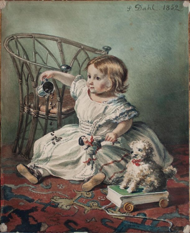 Johann Siegwald Dahl - Kinderbildnis mit Spielsachen - 1852 - Aquarell