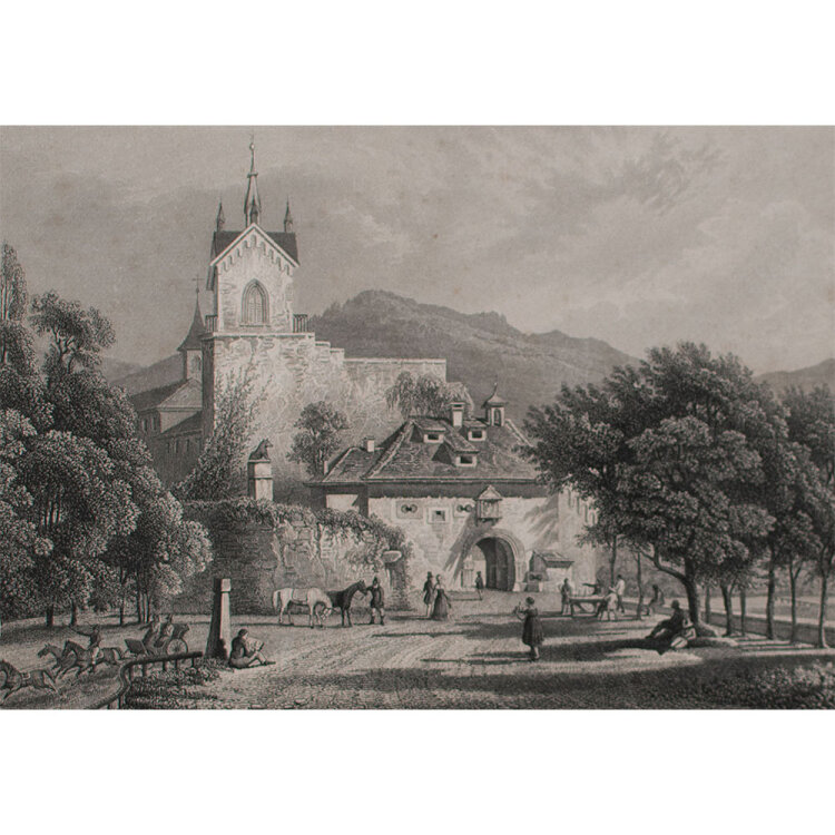 Johann Peter Wagner nach Carl Ludwig Frommel - Eingang in das Schloss Eberstein - undatiert - Stahlstich