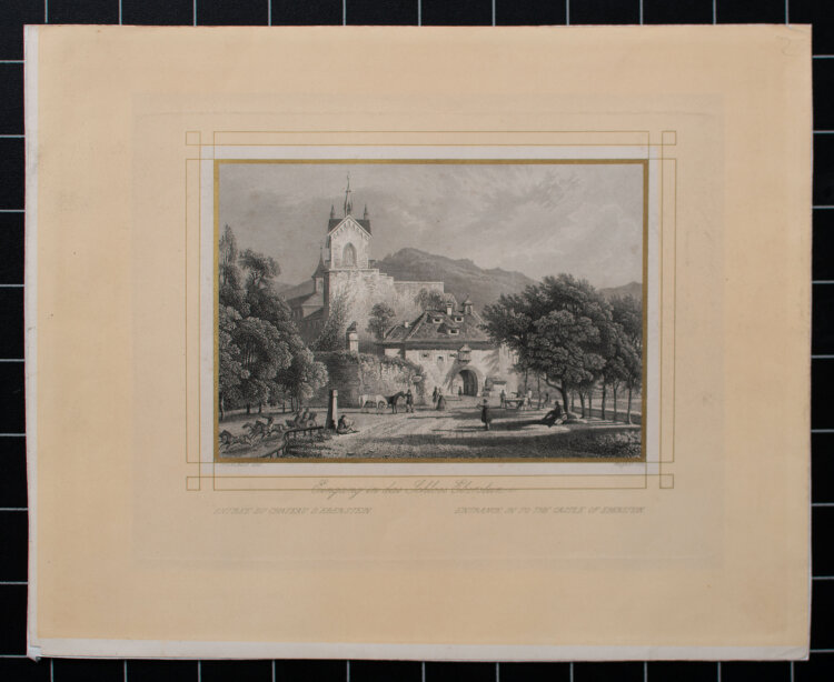 Johann Peter Wagner nach Carl Ludwig Frommel - Eingang in das Schloss Eberstein - undatiert - Stahlstich