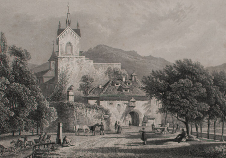 Johann Peter Wagner nach Carl Ludwig Frommel - Eingang in das Schloss Eberstein - undatiert - Stahlstich