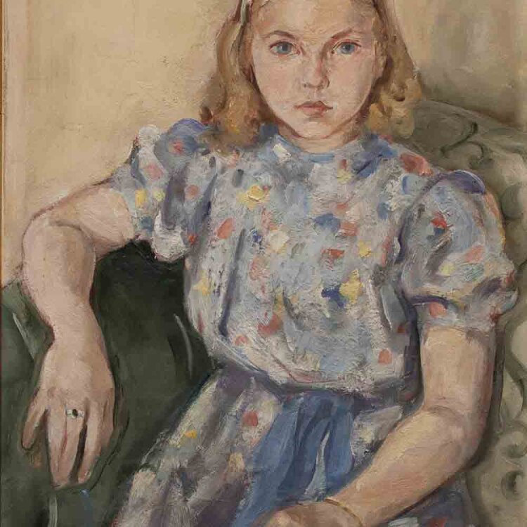 Jo Giersch - Mädchen mit Haarschleife - 1943 - Öl