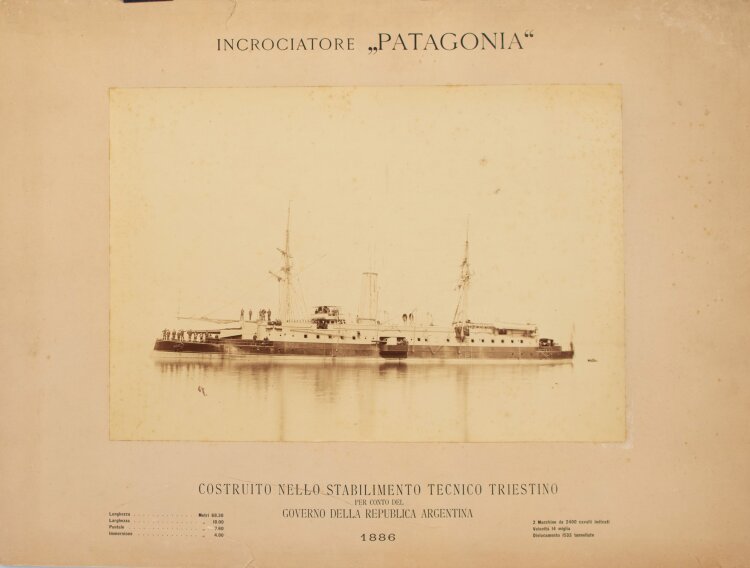 Unbekannt - Kriegsschiff Patagonia" - 1886 - Albuminabzug"