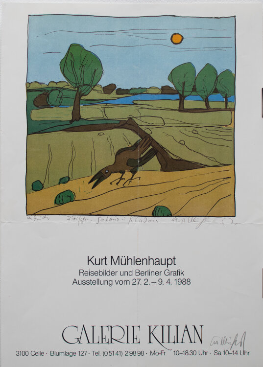 Kurt Mühlenhaupt - Reisebilder. Ausstellungsplakat - 1988 - Offsetdruck