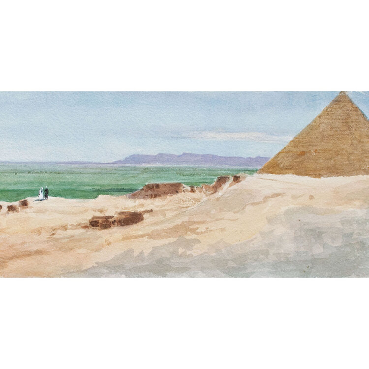 Unbekannt - Wüste mit Pyramide - undatiert - Aquarell und Bleistift