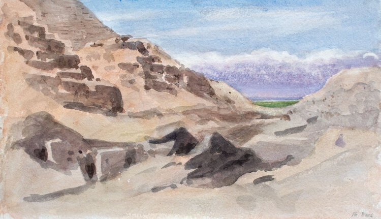 Unbekannt - Bei den Pyramiden - undatiert - Aquarell