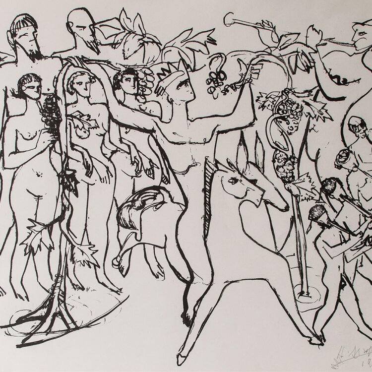 unbekannt - Triumph des Bacchus - 1964 - Lithografie