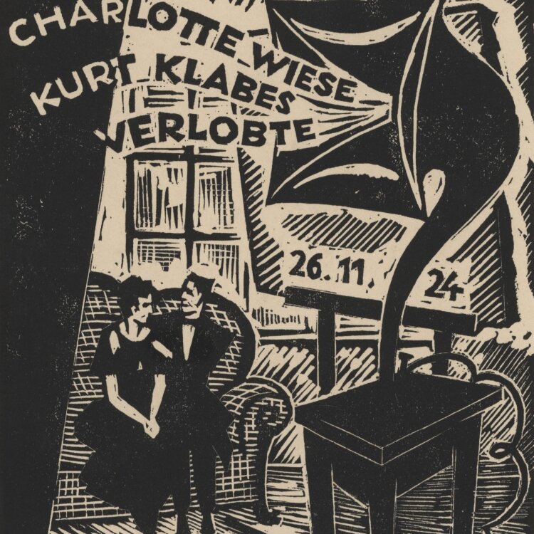 Kurt Klabes - Verlöbnis - 1924 - Holzschnitt