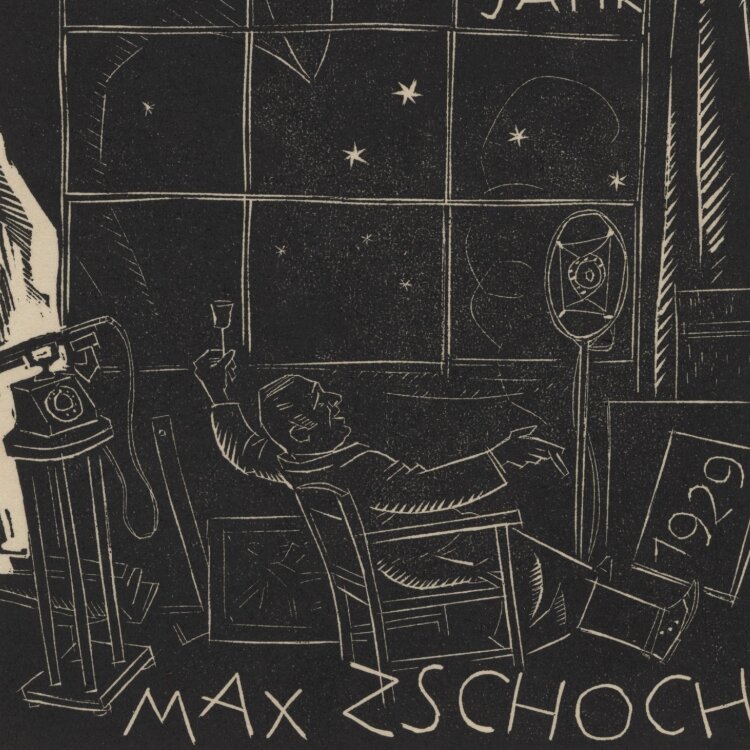 Max Zschoch - Neujahrsgruß - 1929 - Holzschnitt