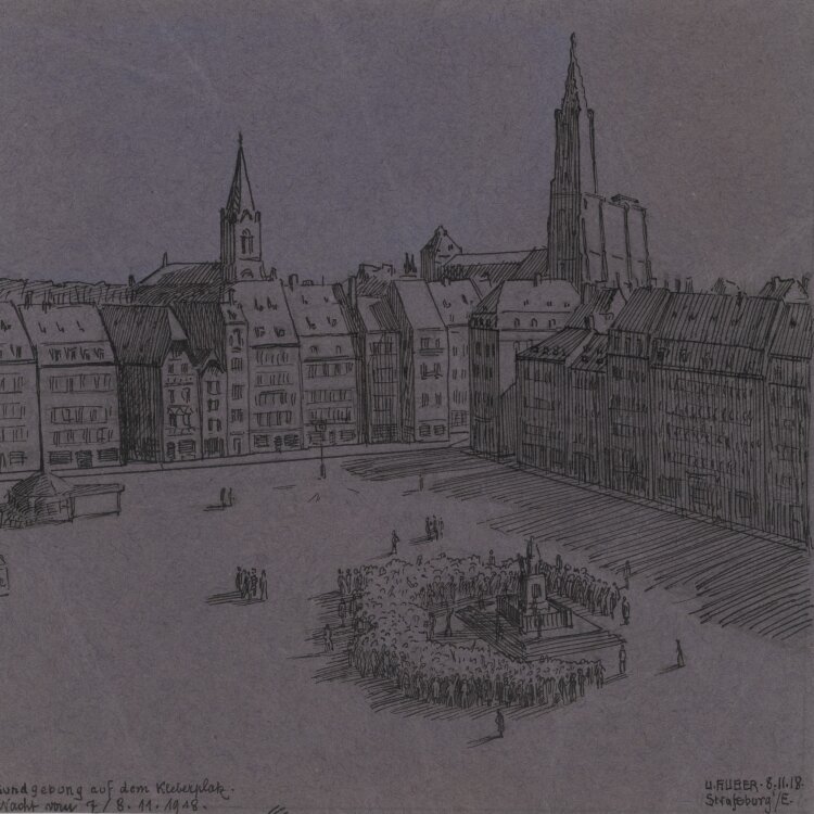 Ulrich Huber - Kundgebung auf dem Kleberplatz, Strassburg - 1918 - Tinte