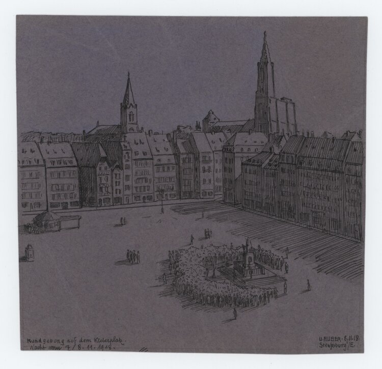 Ulrich Huber - Kundgebung auf dem Kleberplatz, Strassburg - 1918 - Tinte