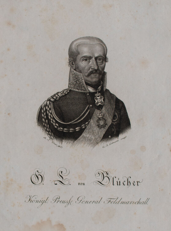 G. A. Lehmann nach B. J. Greve - Bildnis Gebhard Leberecht von Blücher - undatiert - Punktiertstich