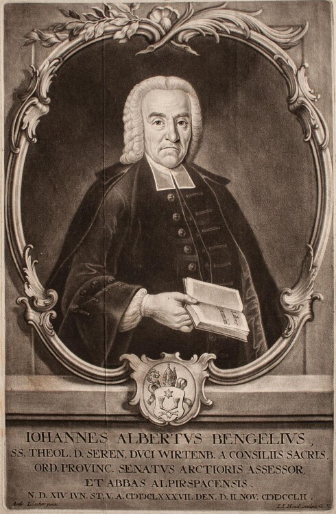 Johann Jakob Haid nach And. Löscher - Bildnis Johann Albrecht Bengel - undatiert - Mezzotinto