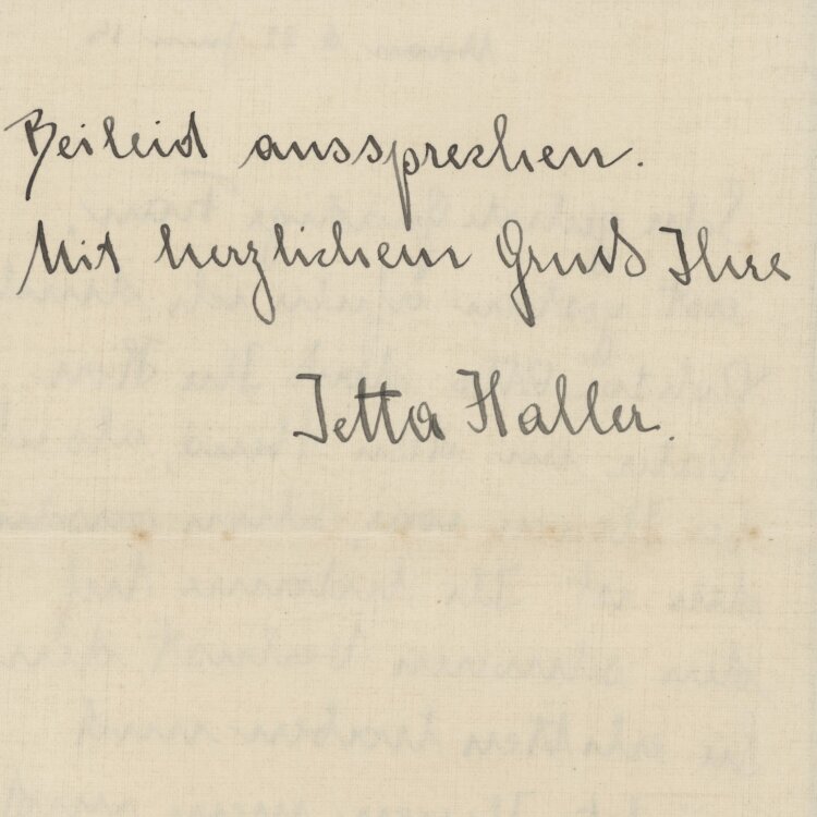 Jetta Haller - Kondolenzbrief - 22.06.1914