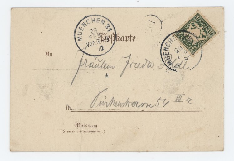 Heinrich Otto Wieland - Postkarte - 28.02.1900