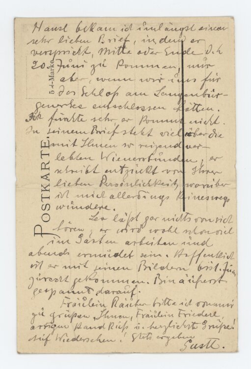 Gustav Johannes Buchner - Postkarte - verm. Sommer 1913