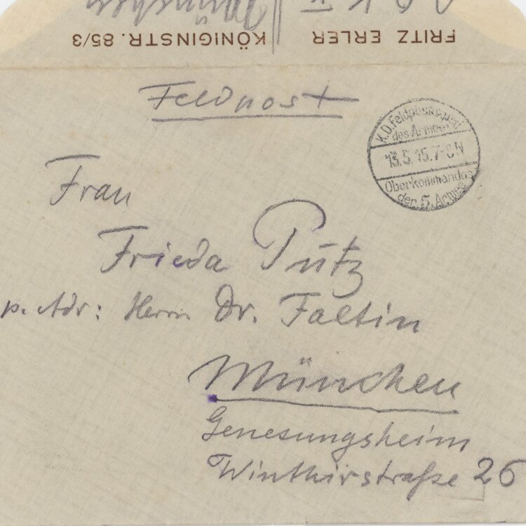 Fritz Erler - Feldpostbrief - 13.05.1915