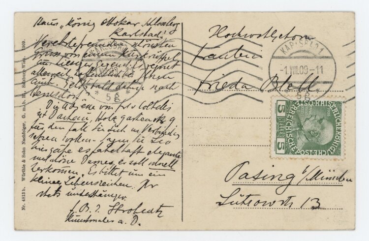 Fritz Strobentz - Postkarte - 01.08.1909