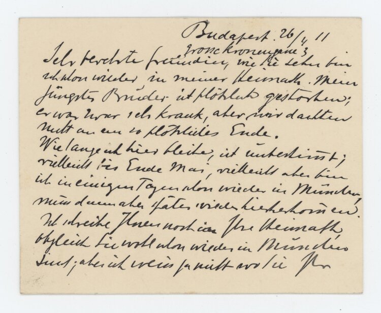 Fritz Strobentz - Brief - 26.04.1911