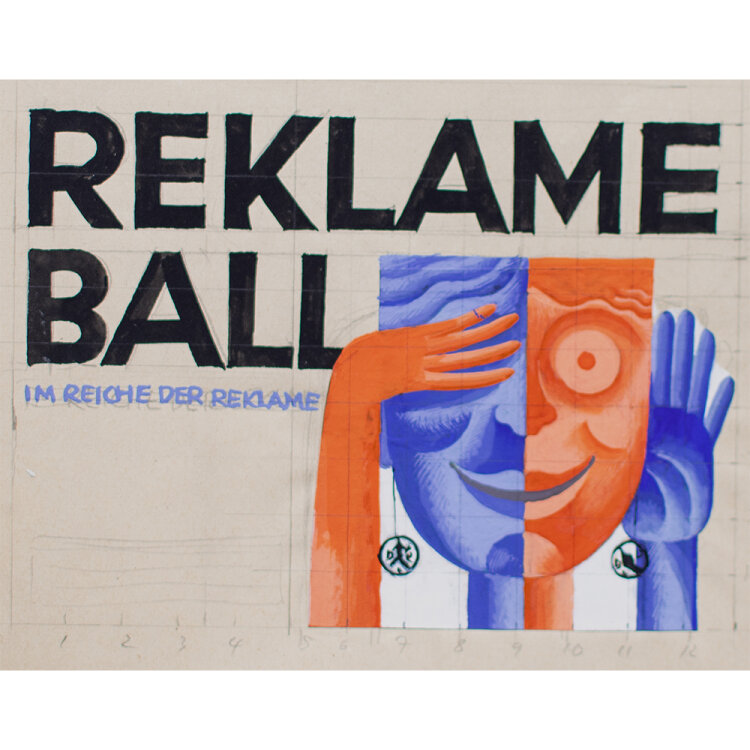 Uli Huber - Reklame Ball - im Reich der Reklame - undatiert - Gouache über Bleistift