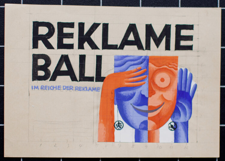 Uli Huber - Reklame Ball - im Reich der Reklame - undatiert - Gouache über Bleistift