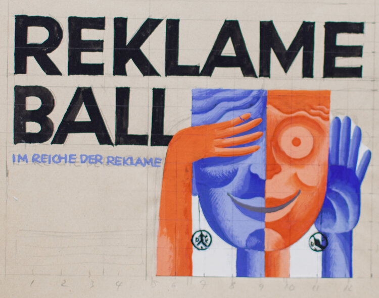 Uli Huber - Reklame Ball - im Reich der Reklame - undatiert - Gouache über Bleistift