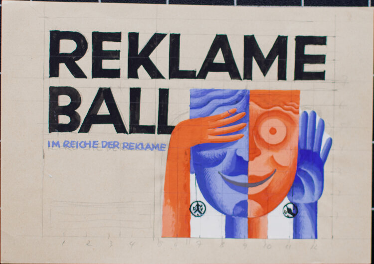 Uli Huber - Reklame Ball - im Reich der Reklame - undatiert - Gouache über Bleistift