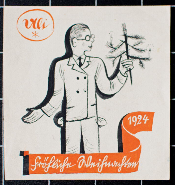 Uli Huber - Fröhliche Weihnachten - 1924 - Gouache und Feder über Bleistift