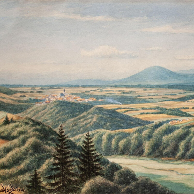 Johannes Glückert - Landschaft mit Dorf - 1914 -...